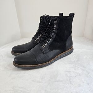 Cole Haan Grand OS Leather Waterproof Cap Toe Boot II Black C23502​ Men's 10.5